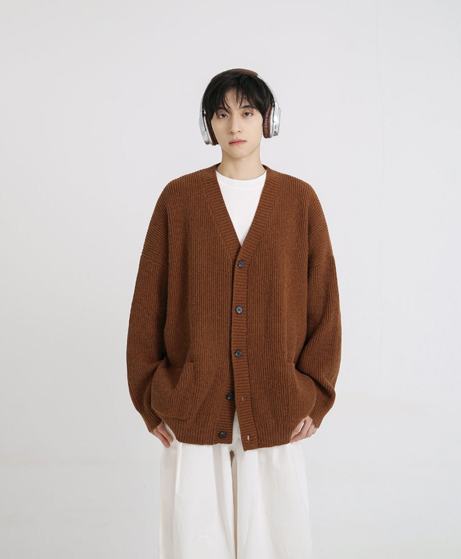 Oversized Ribbed Knit Cardigan with Button Front