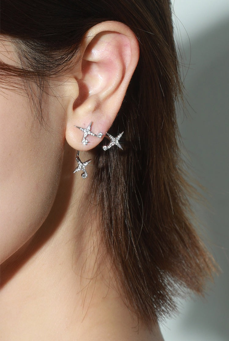 Triple Studded Star Earrings