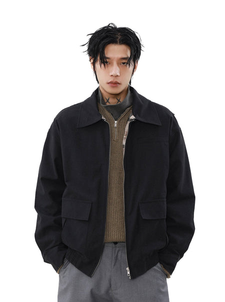 Classic Collared Zip Jacket with Flap Pockets