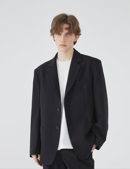 Notched Lapel Single-Breasted Blazer with Pockets