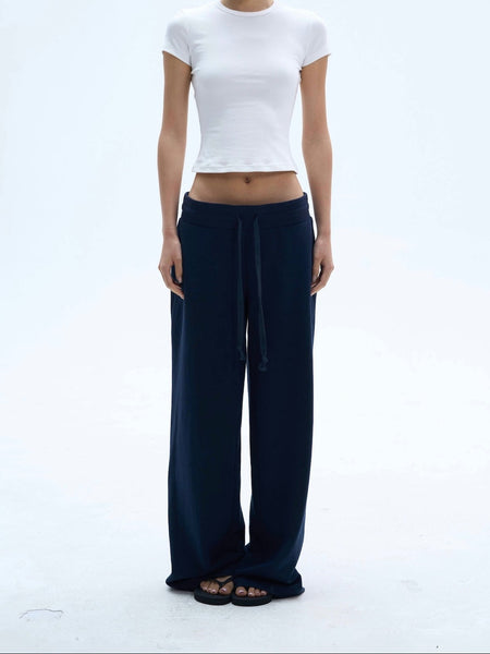Wide Leg Elastic Waist Drawstring Lounge Pants