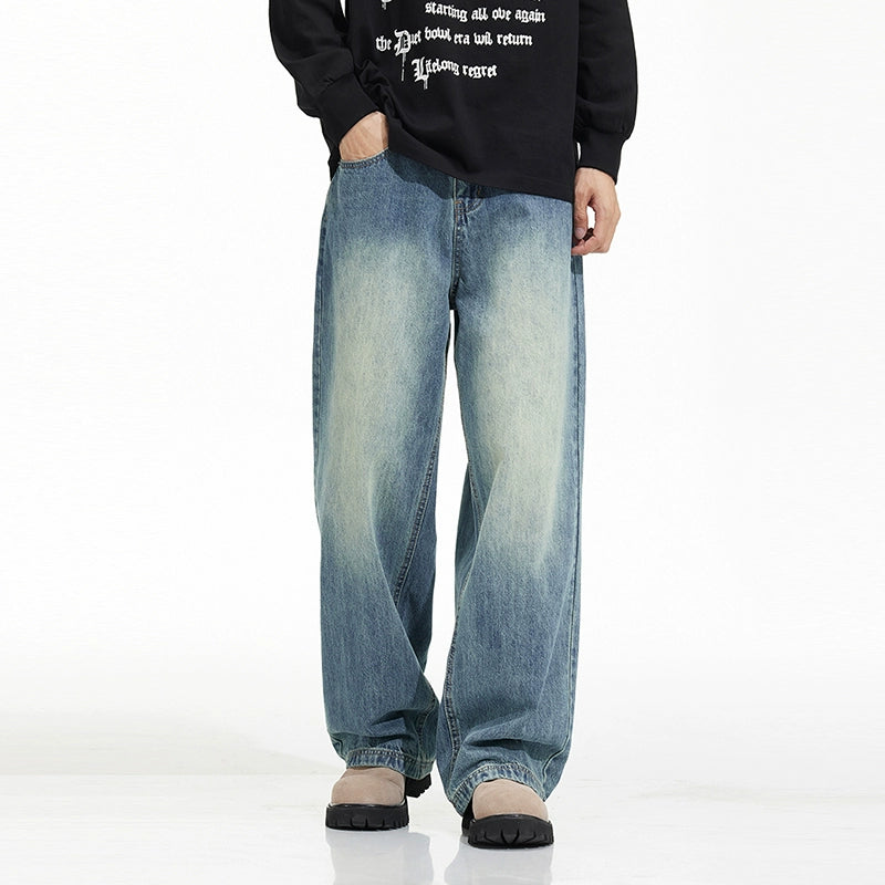 Faded Mid-Rise Straight Fit Jeans