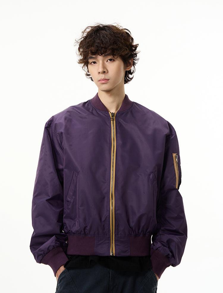 Relaxed-Fit Bomber Jacket with Contrast Zipper