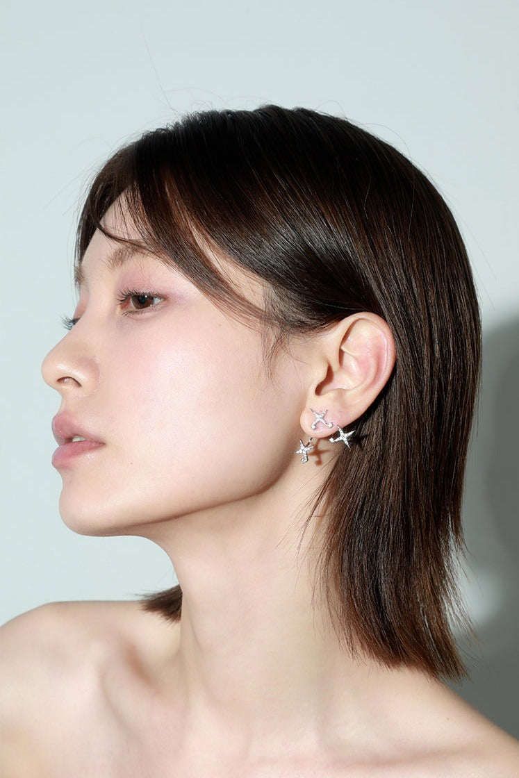 Triple Studded Star Earrings
