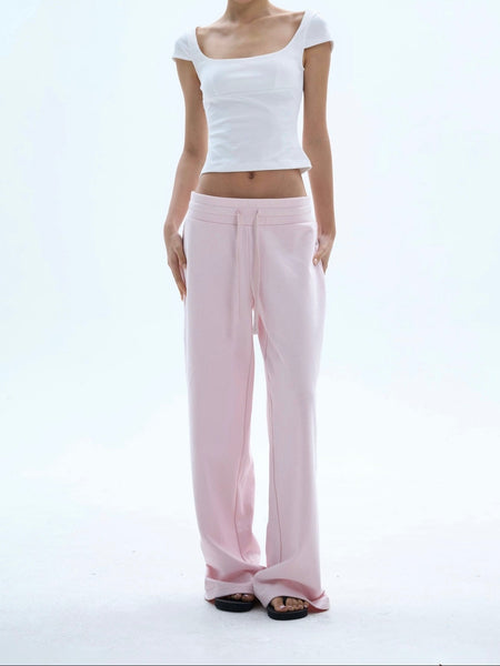 Wide Leg Elastic Waist Drawstring Lounge Pants