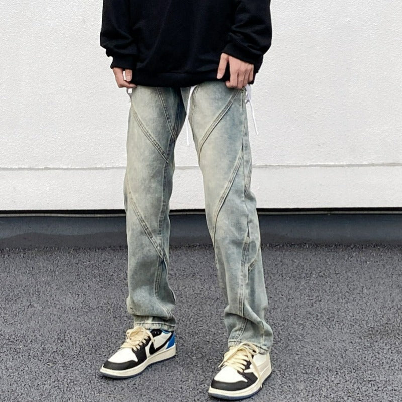 Straight Fit Patchwork Jeans