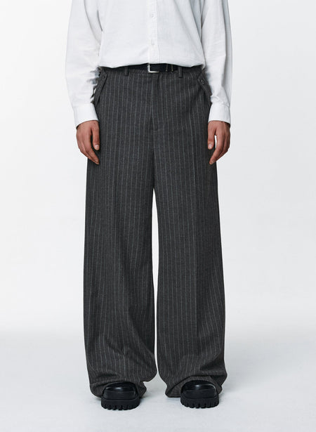 Wide Leg Retro Pinstripe Suit Trousers - nightcity clothing