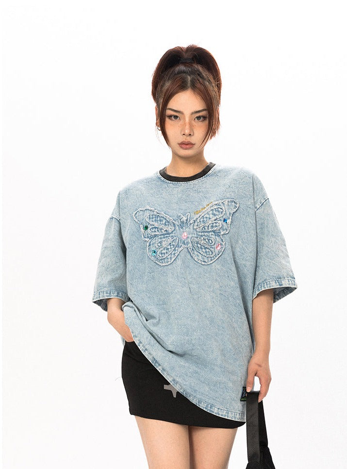 Butterfly Patchwork Oversized T-Shirt