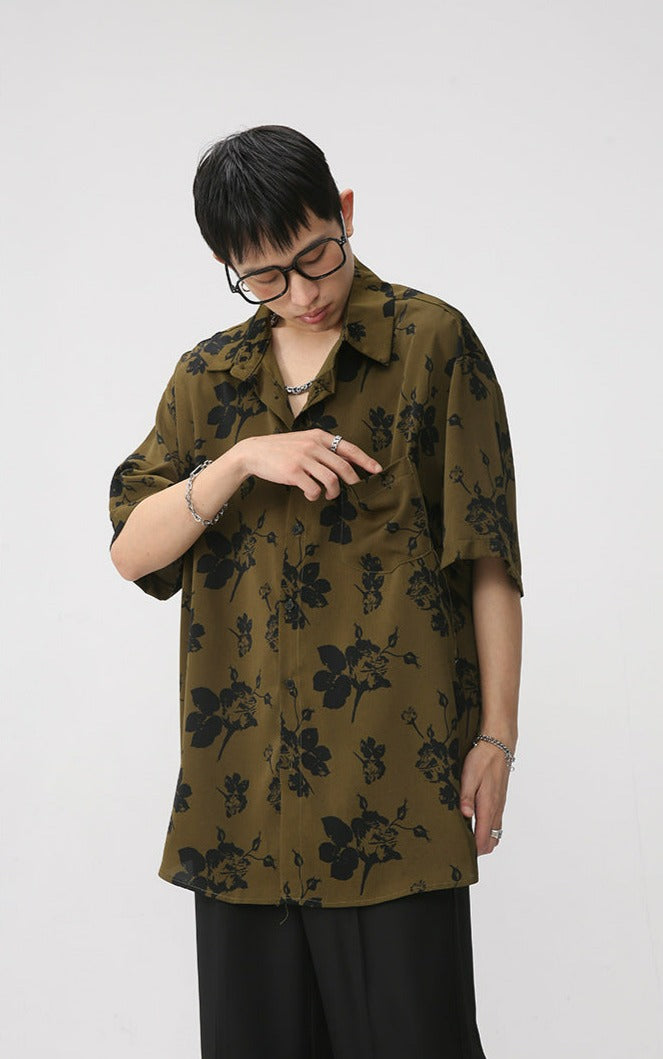 Floral Single Pocket Button Shirt
