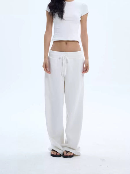 Wide Leg Elastic Waist Drawstring Lounge Pants