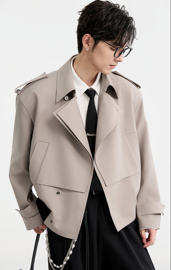 Boxy Double Breasted Cropped Trench Coat