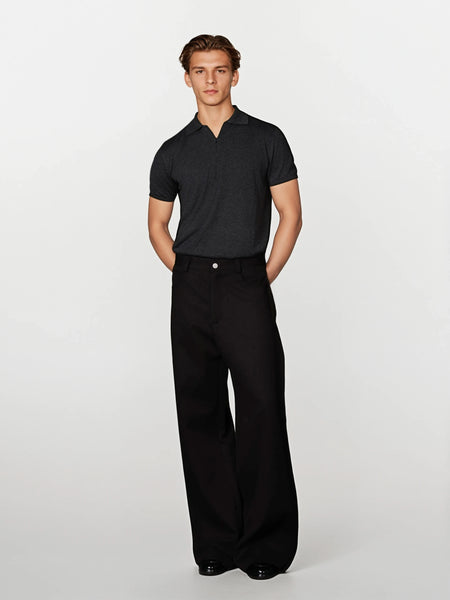 Slim Half Zip Short Sleeve Polo Knit Top