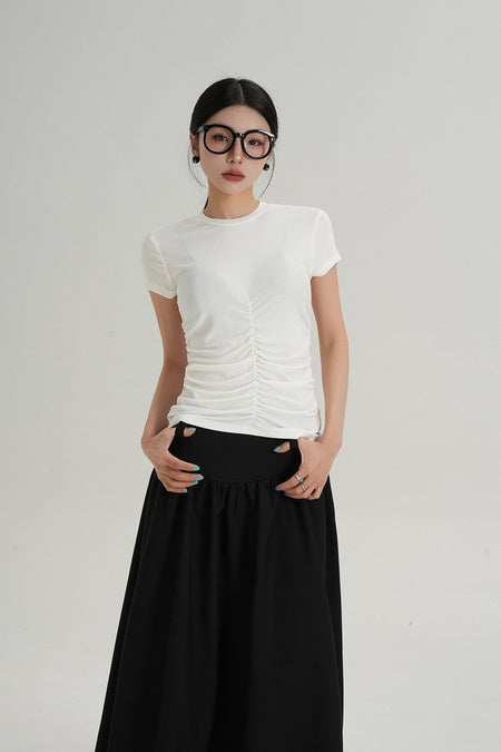 Skinny Ruched Short Sleeve T-Shirt