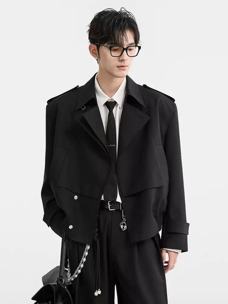 Boxy Double Breasted Cropped Trench Coat