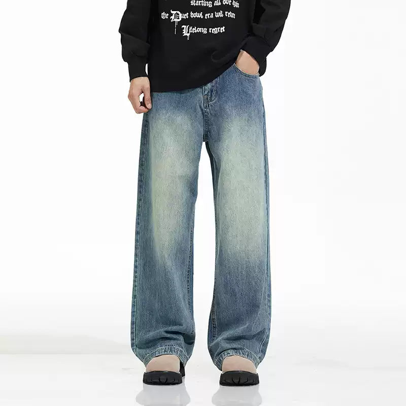 Faded Mid-Rise Straight Fit Jeans