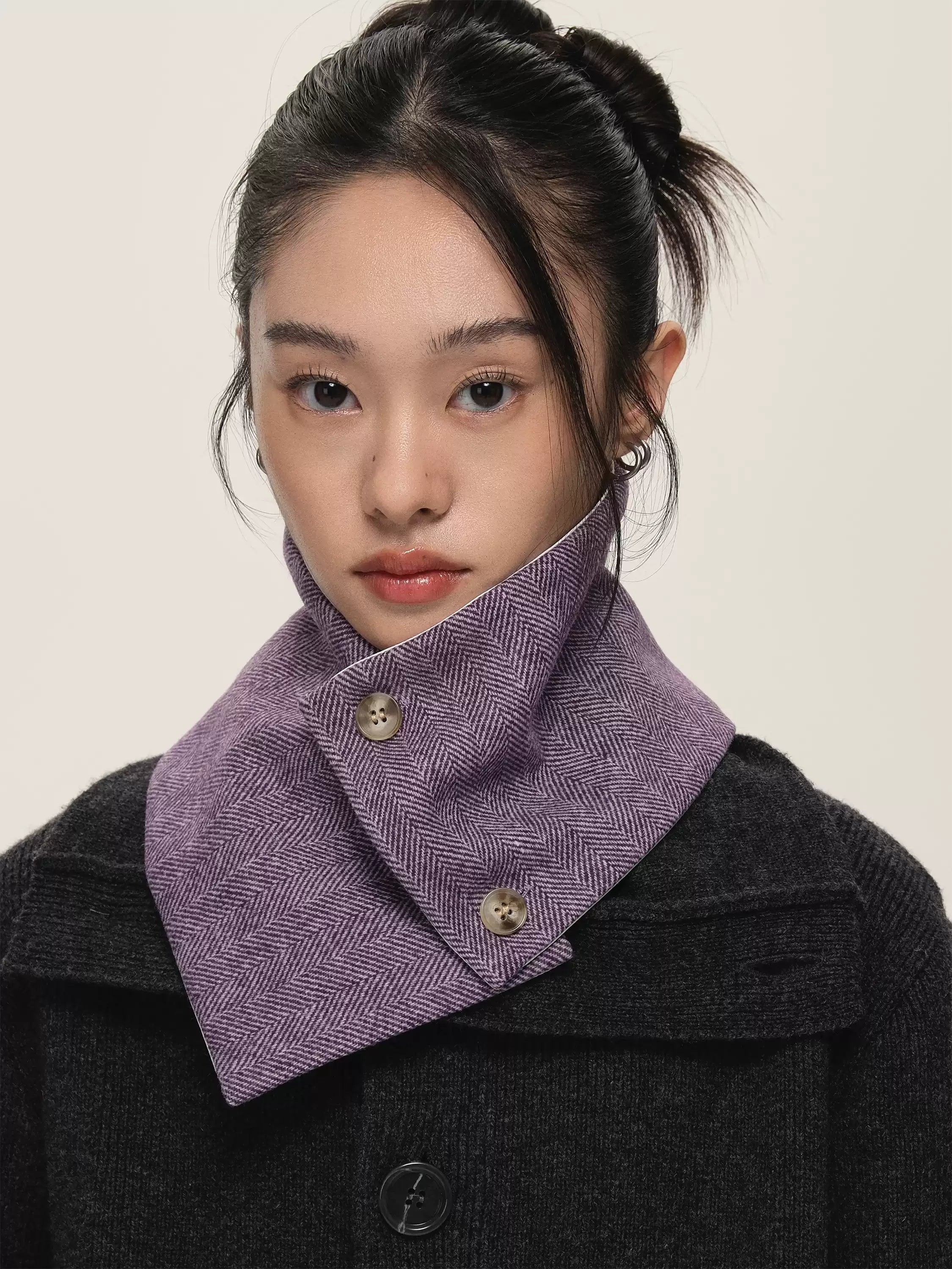 Buttoned Neck Warmer Collar Wrap
