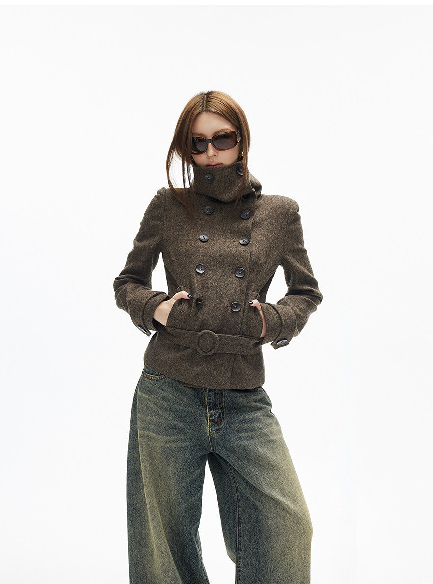 Slim Double-Breasted Wool-Blend Military Jacket - nightcity clothing