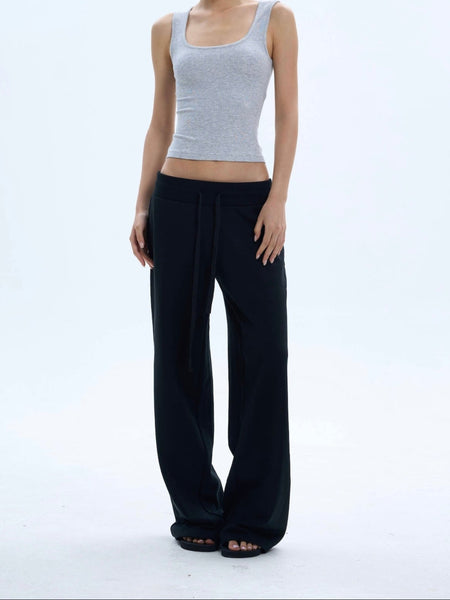 Wide Leg Elastic Waist Drawstring Lounge Pants