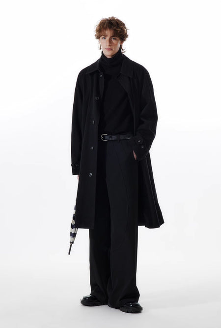 Slim Trench Single Breasted Coat with Pockets - nightcity clothing