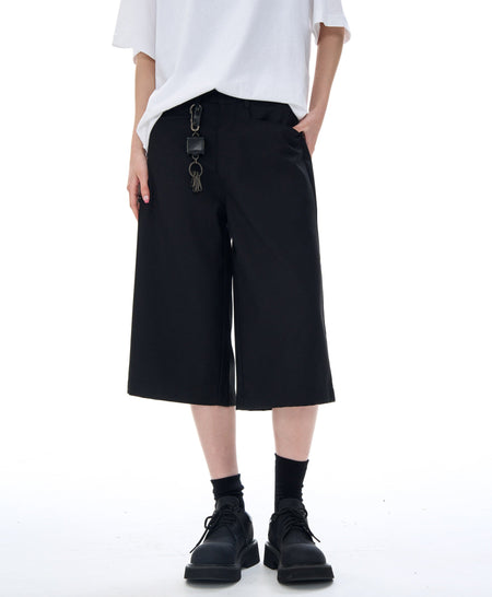 Mid Waist Wide Leg Bermuda Shorts - nightcity clothing
