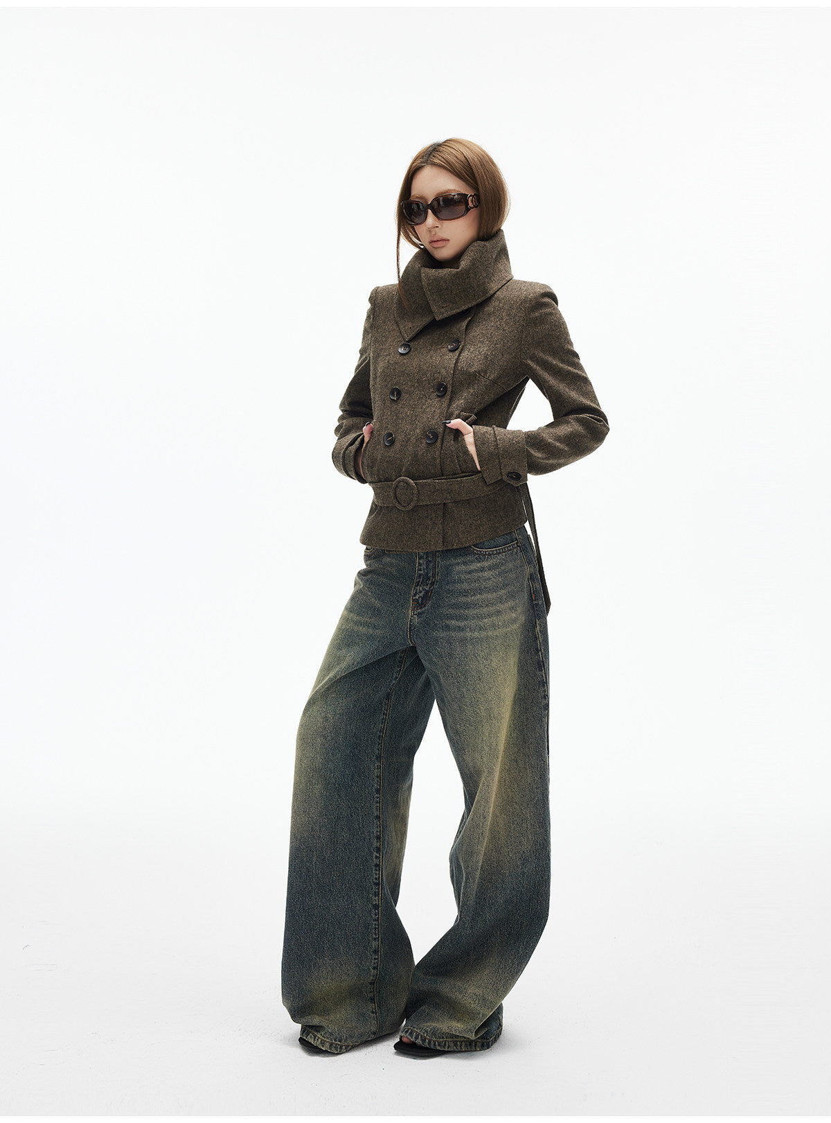 Slim Double-Breasted Wool-Blend Military Jacket - nightcity clothing