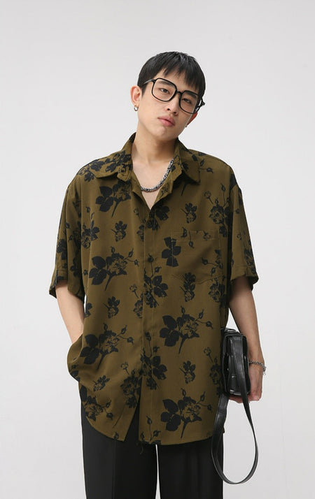 Floral Single Pocket Button Shirt