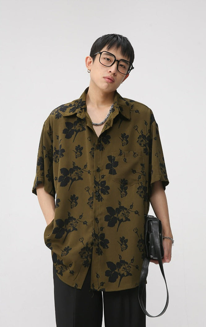 Floral Single Pocket Button Shirt