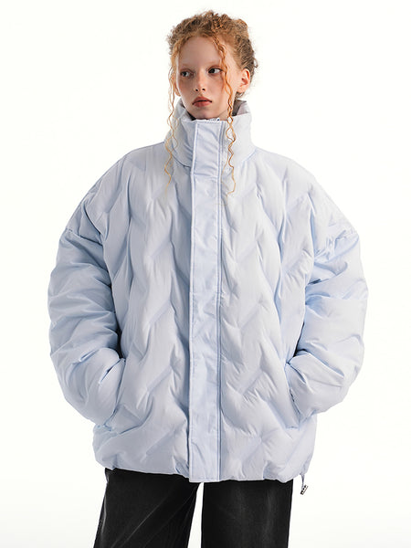 Oversized Weave-Quilted High Collar Puffer Jacket - nightcity clothing