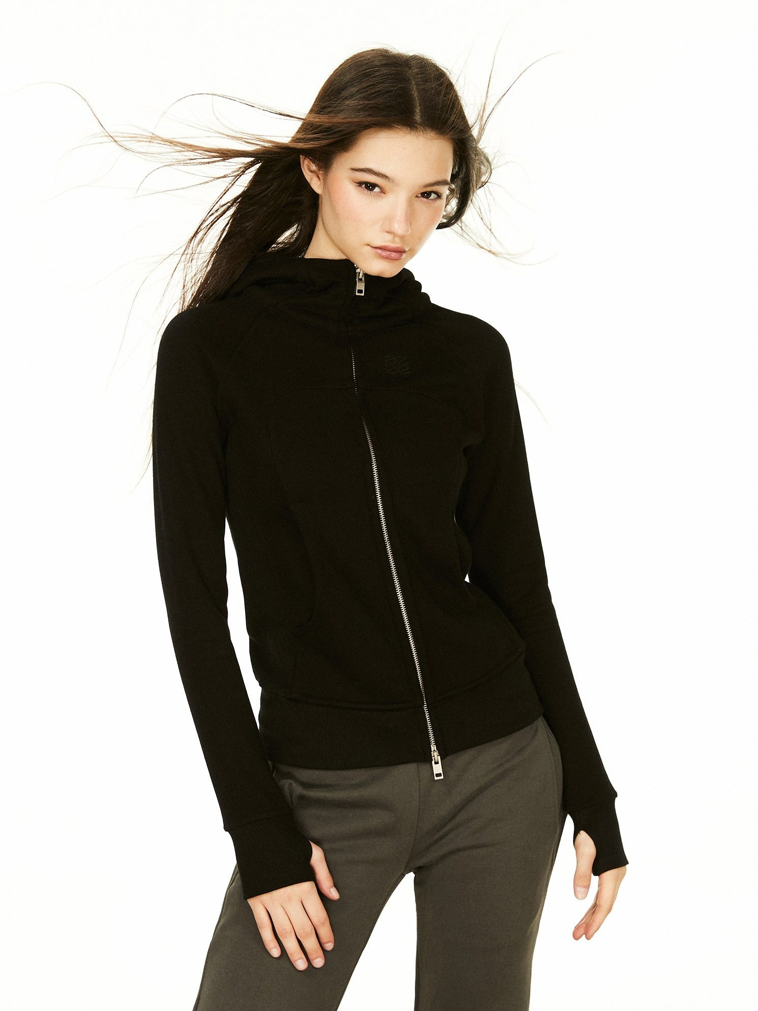 Structured Zip-Up Terry Hoodie