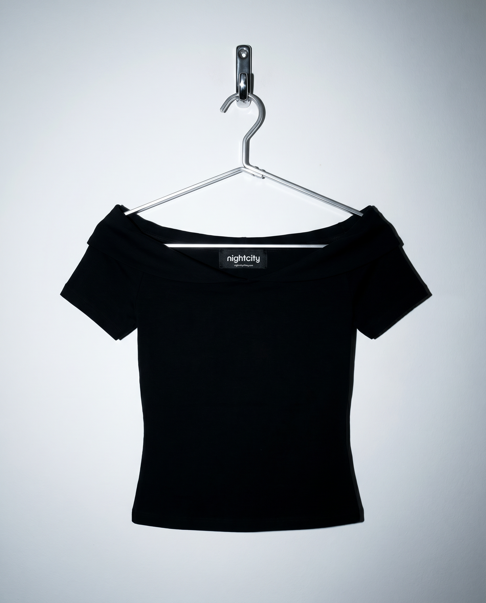 Off Shoulder Folded Collar Short Sleeve Top-14