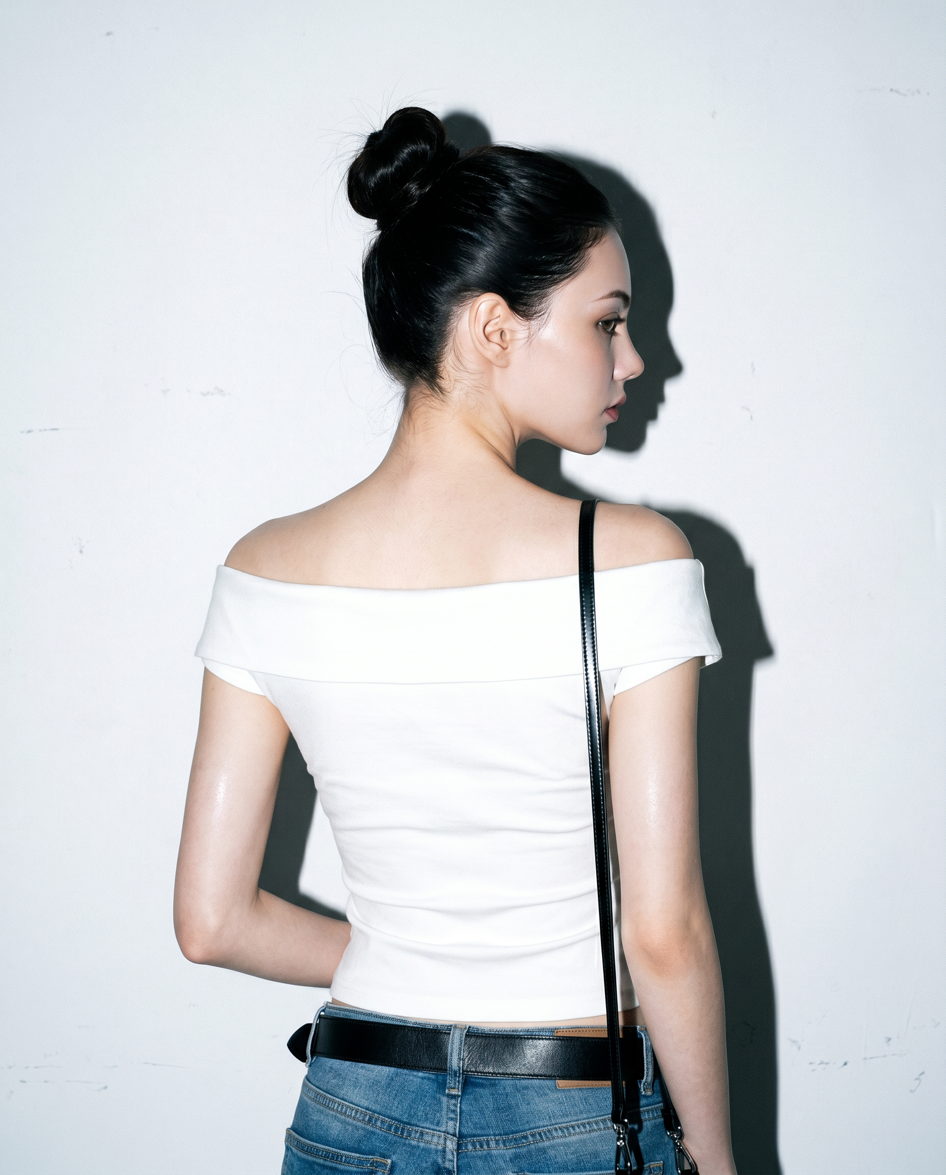 Off Shoulder Folded Collar Short Sleeve Top-4