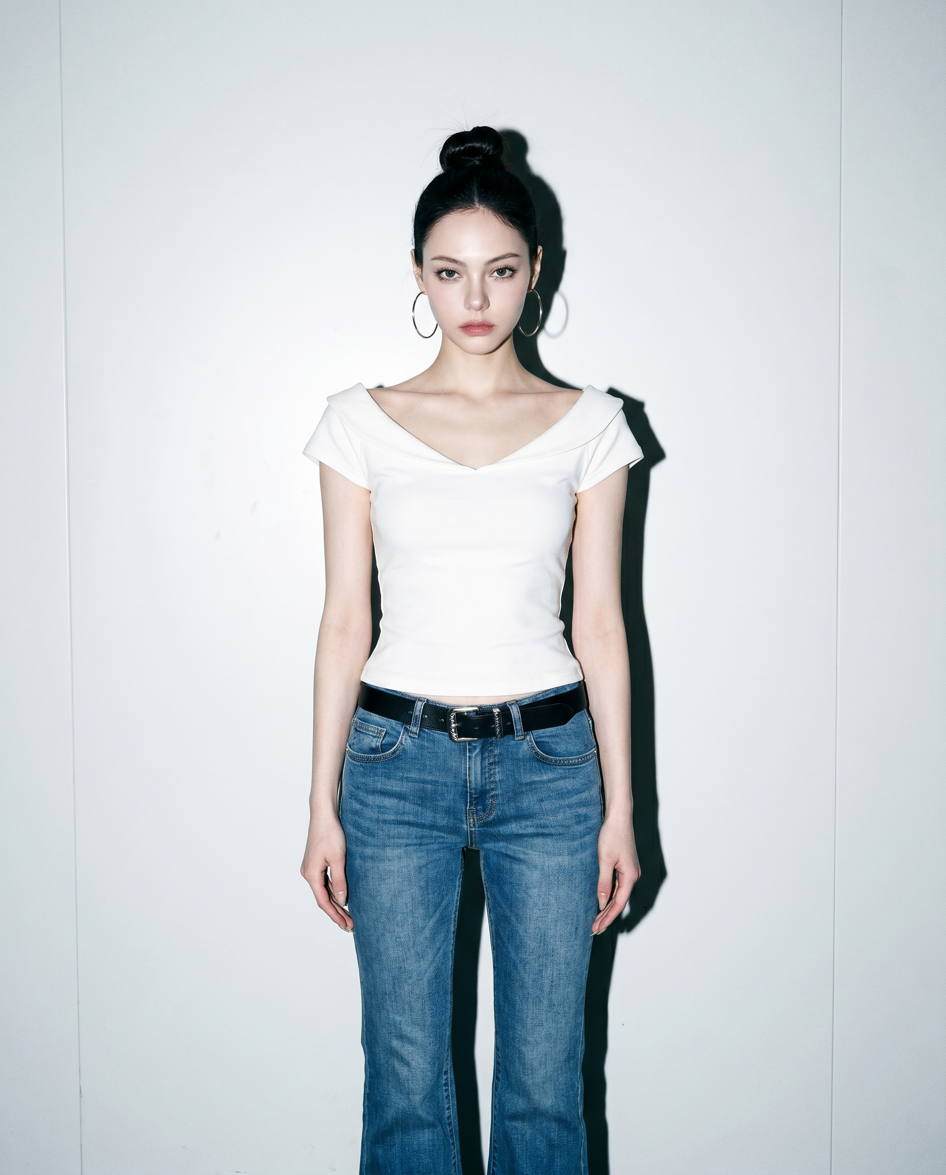 Off Shoulder Folded Collar Short Sleeve Top-5