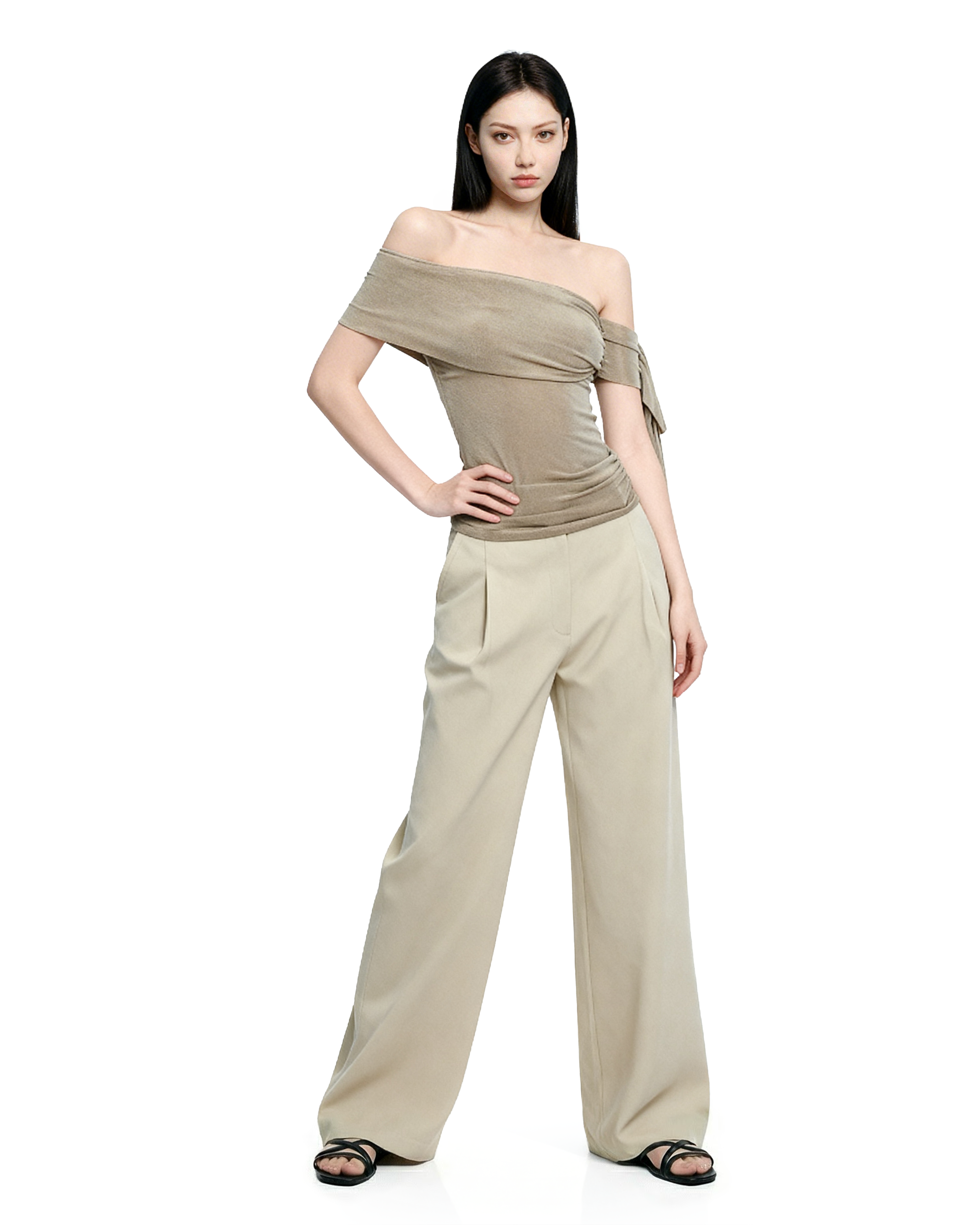 Sheer One Shoulder Ruched Wrap Mesh Top - nightcity clothing
