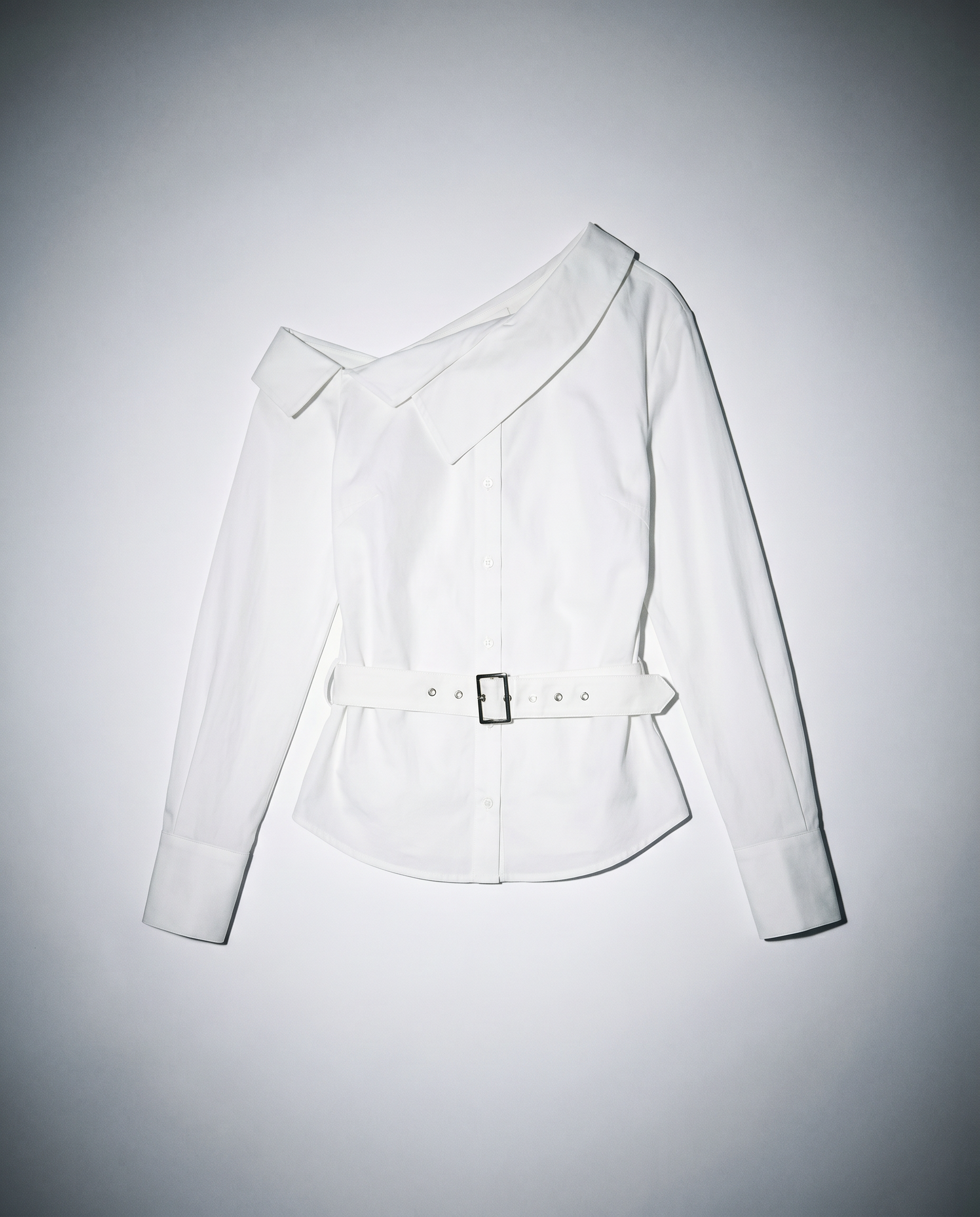 One Shoulder Asymmetrical Belted Blouse-8
