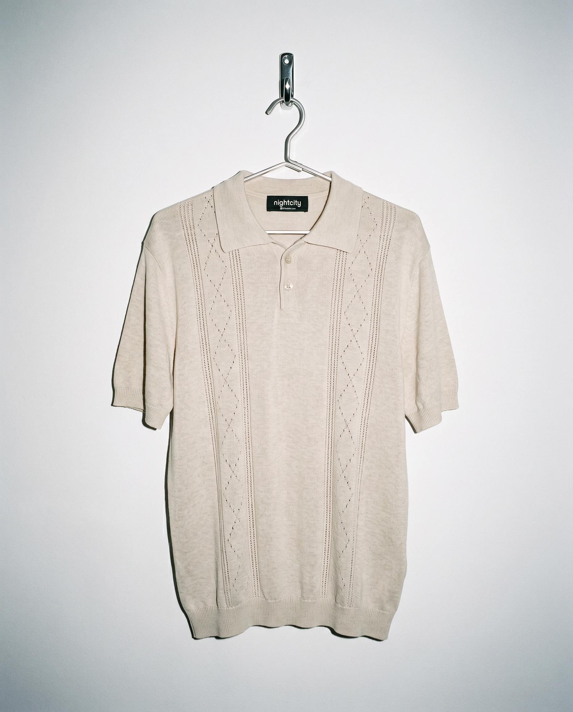 Open Rib Knit Stripe Polo Shirt-8