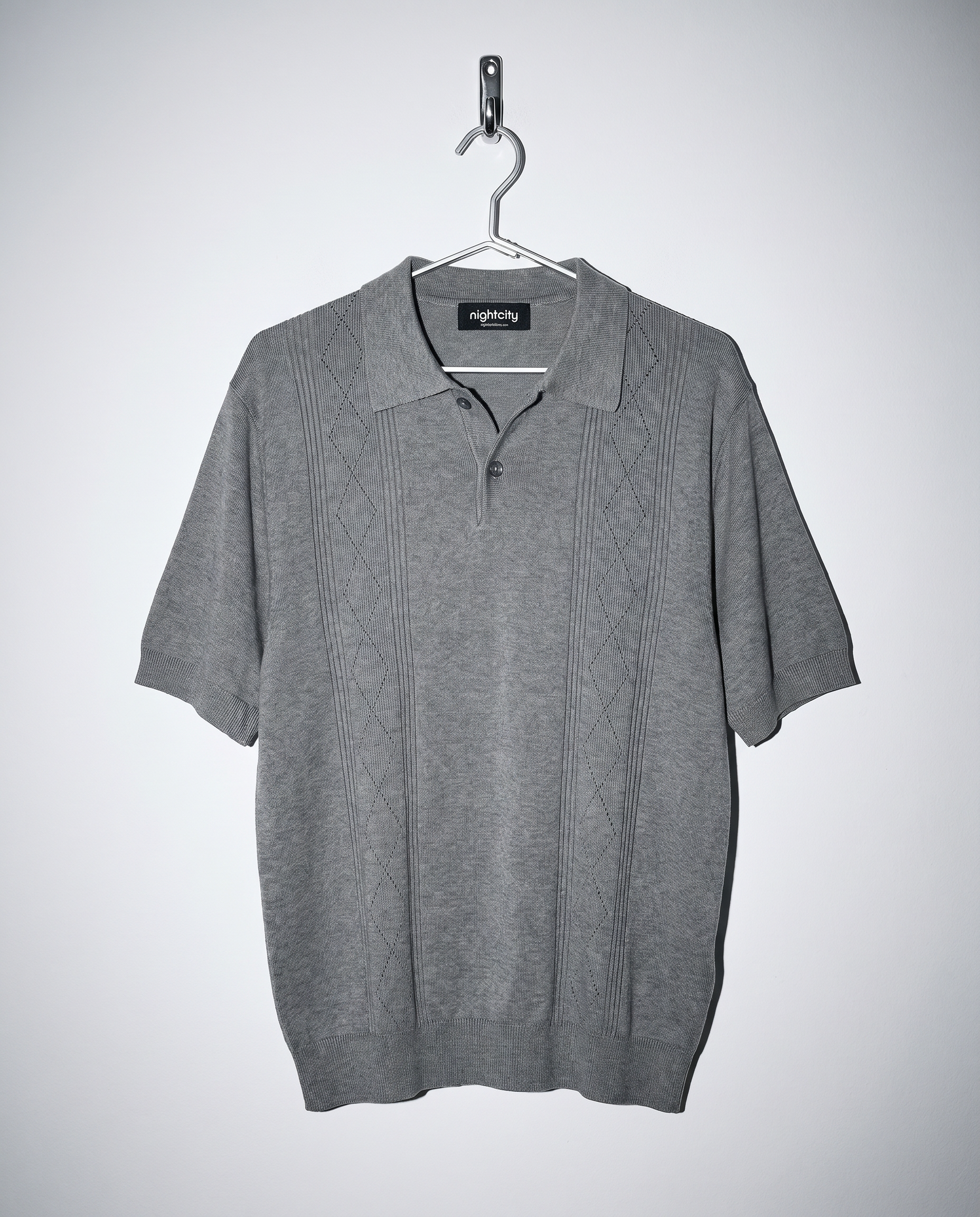 Open Rib Knit Stripe Polo Shirt-18
