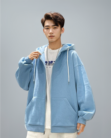 Oversized Lightweight Zip-Up Hoodie - nightcity clothing