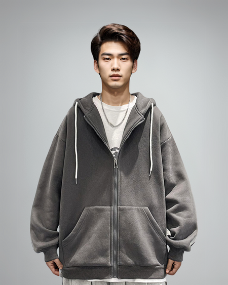 Oversized Lightweight Zip-Up Hoodie - nightcity clothing