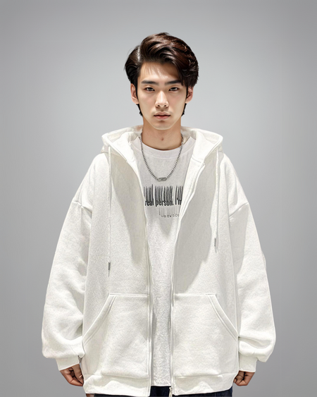 Oversized Lightweight Zip-Up Hoodie - nightcity clothing