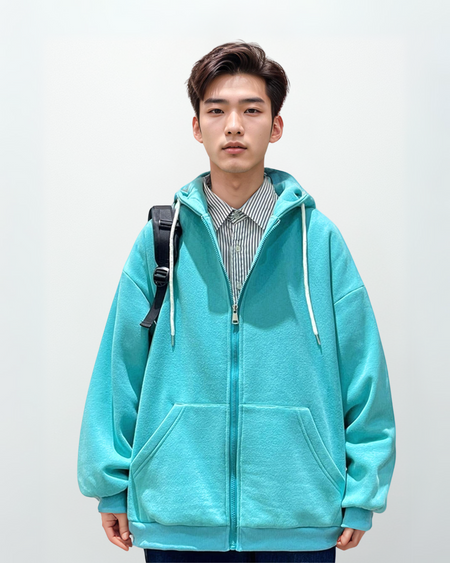 Oversized Lightweight Zip-Up Hoodie - nightcity clothing