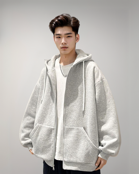 Oversized Lightweight Zip-Up Hoodie - nightcity clothing