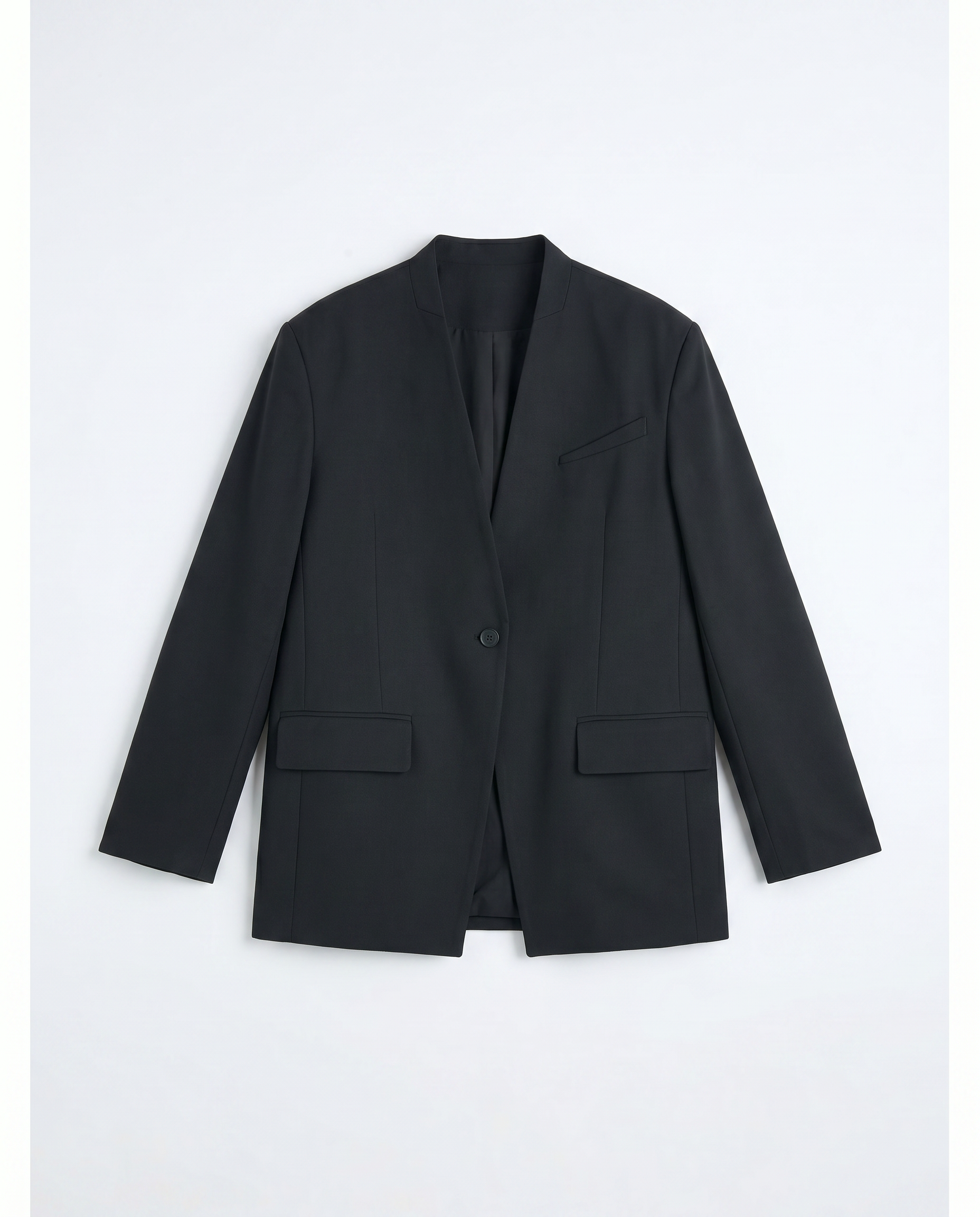 Oversized Open-Back Collarless Blazer-10