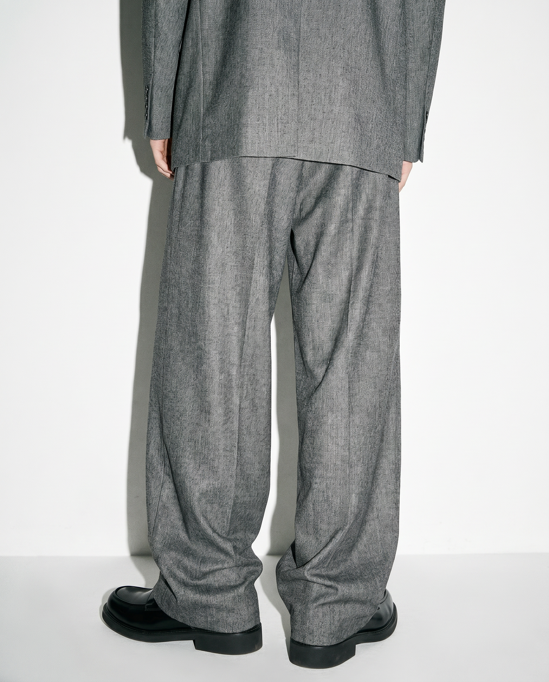 Oversized Textured Sheen Blazer and Wide Leg Trouser Suit Set-20