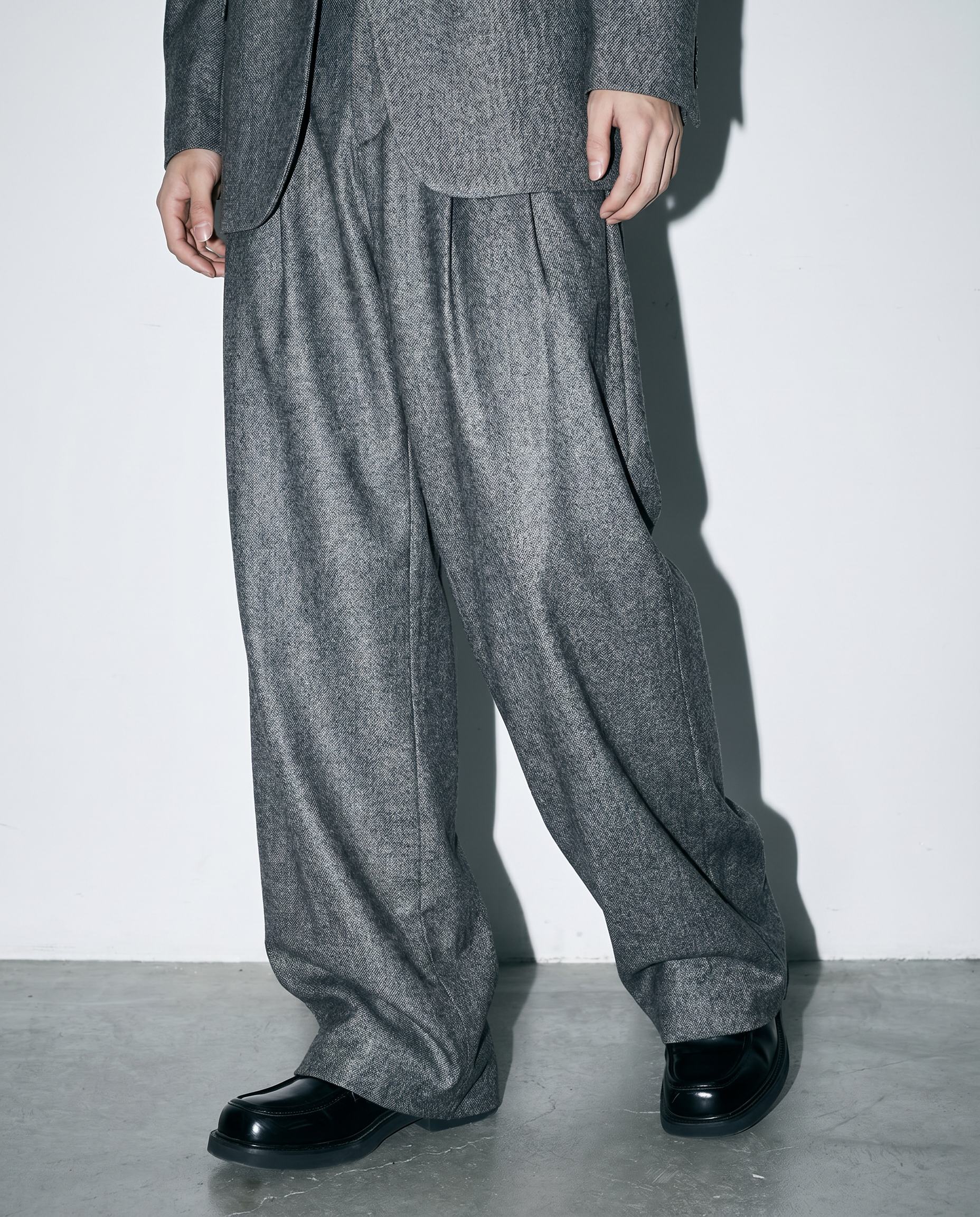 Oversized Textured Sheen Blazer and Wide Leg Trouser Suit Set-18