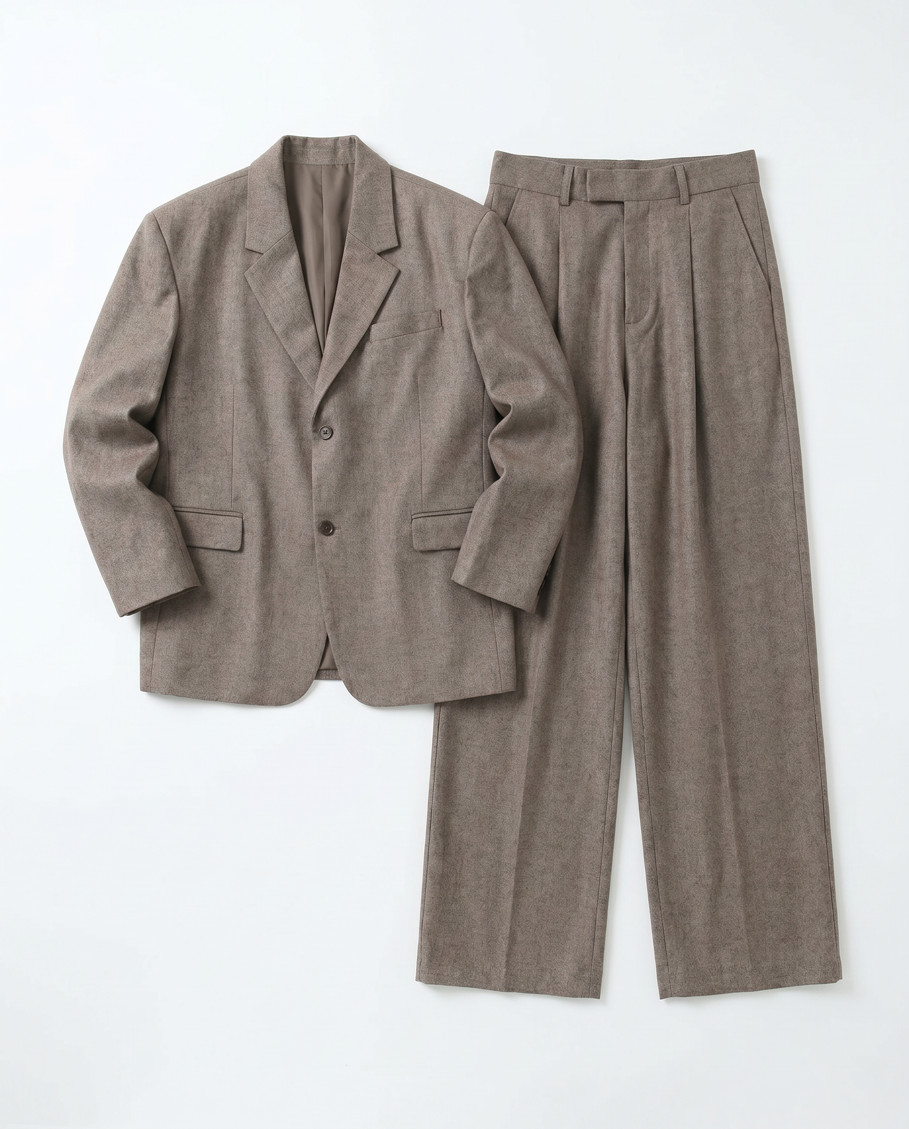 Oversized Textured Sheen Blazer and Wide Leg Trouser Suit Set-10