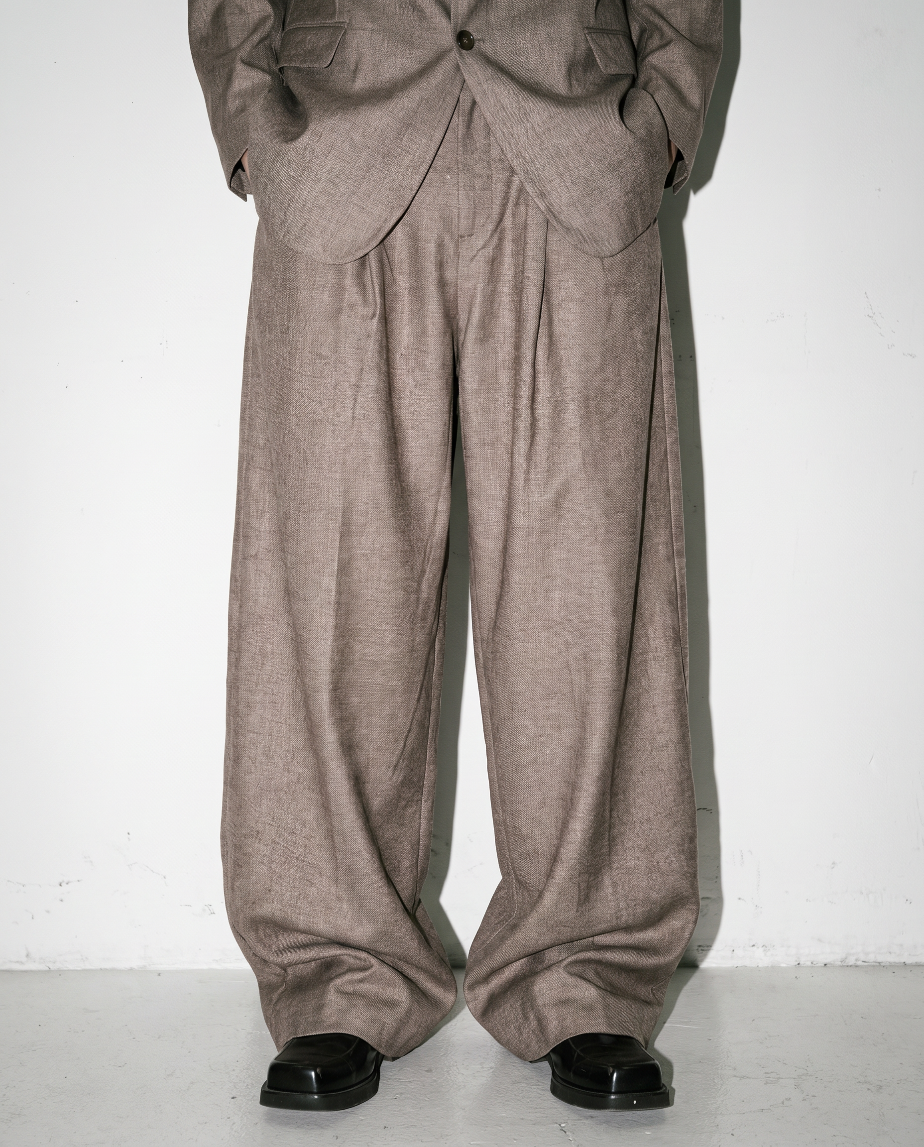 Oversized Textured Sheen Blazer and Wide Leg Trouser Suit Set-9