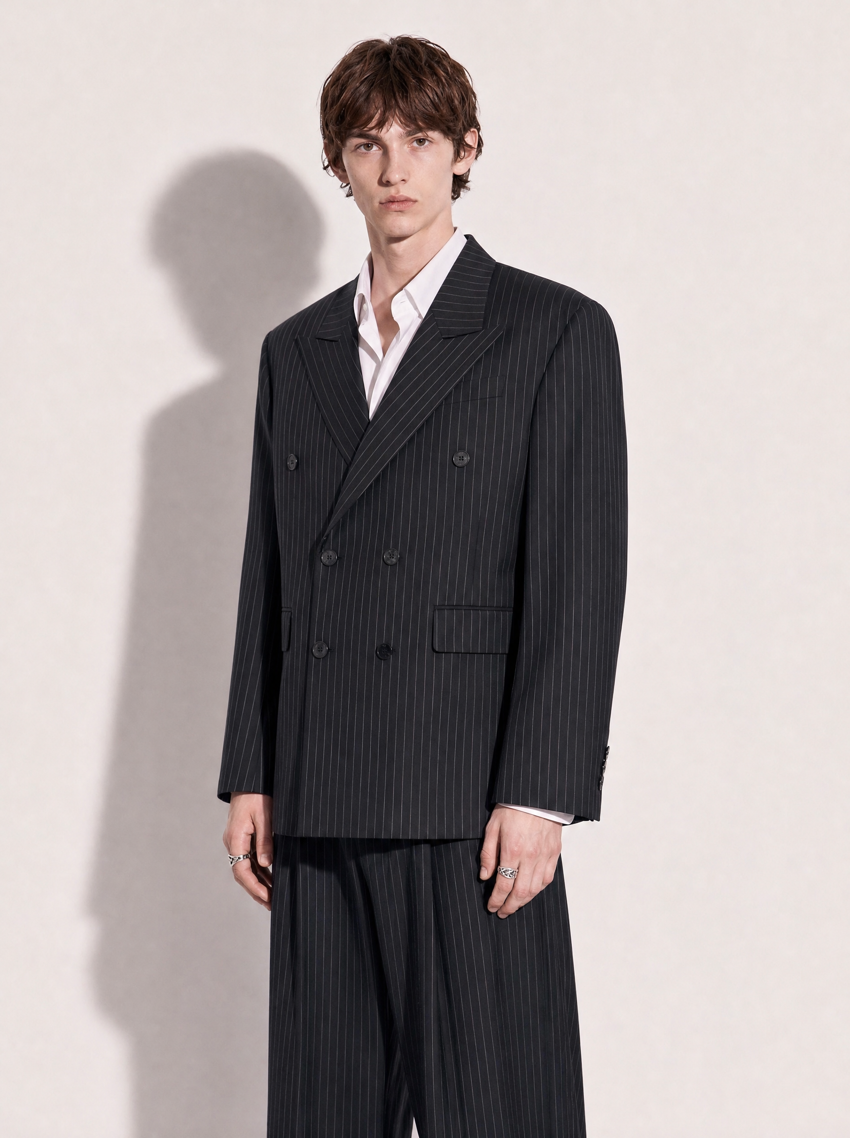 Oversized Wide-Pinstripe Double-Breasted Classic Suit-6