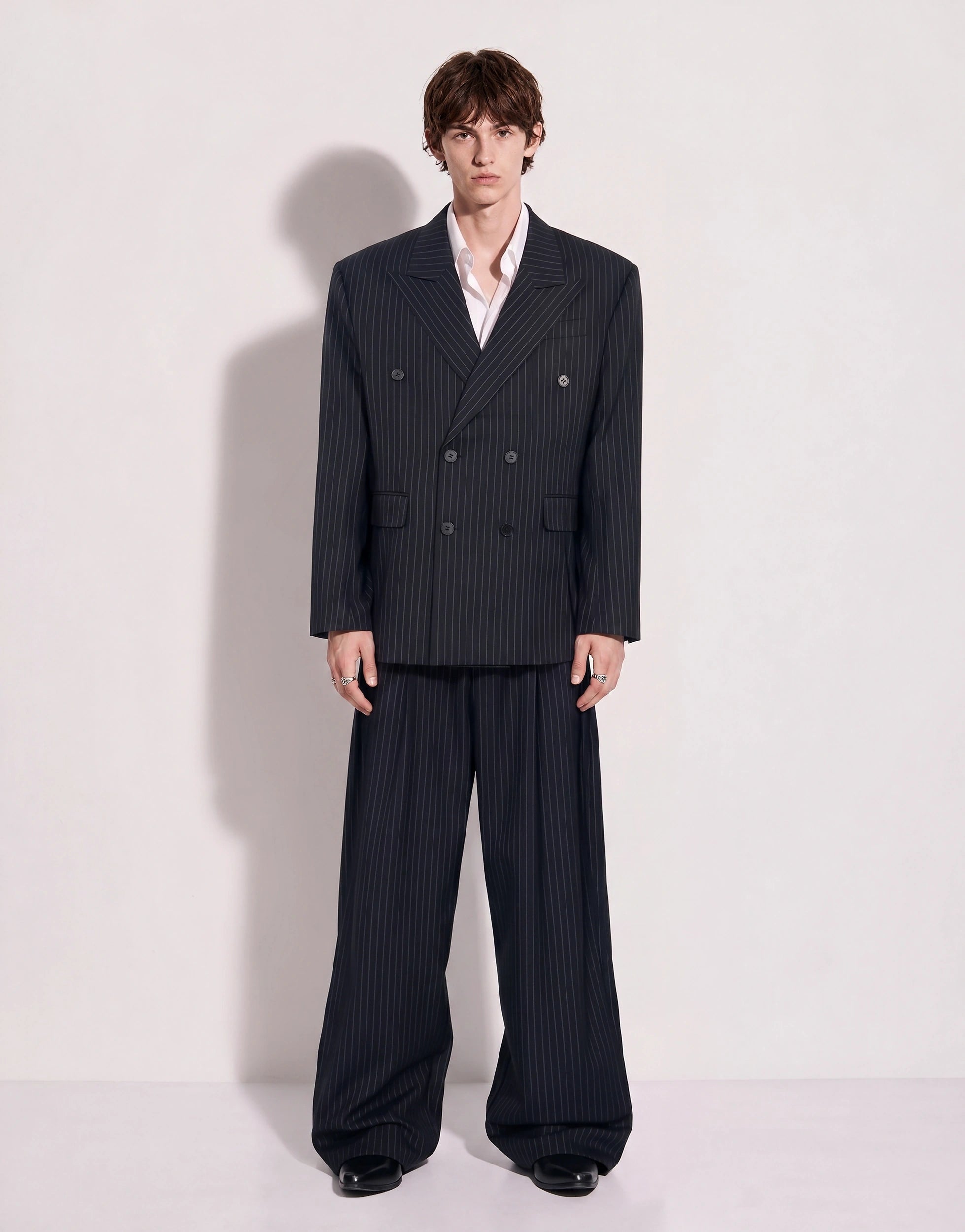 Oversized Wide-Pinstripe Double-Breasted Classic Suit