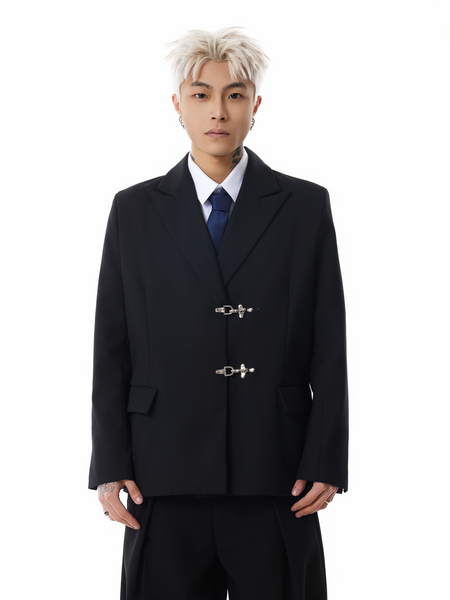 Oversized Fireman Buckle Blazer - nightcity clothing