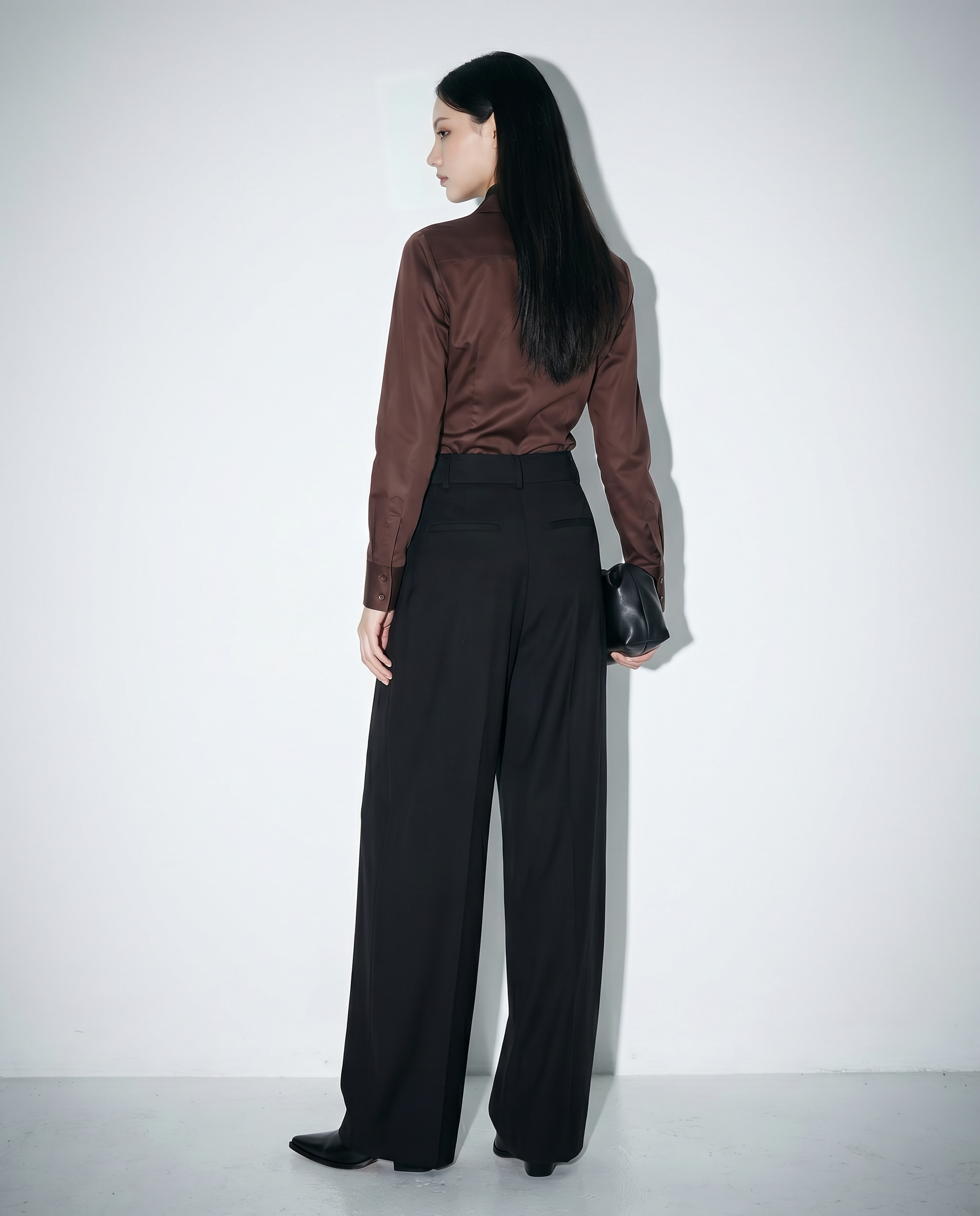 Pleated Bow Detail Wide Leg Trousers-7